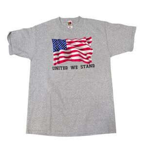 American flag graphic with the phrase "UNITED WE STAND"  Size L T-Shirt